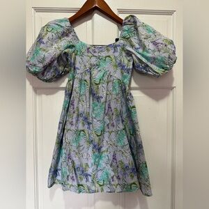 Janie and Jack Blue Floral Puff Sleeve Dress